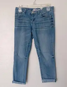 Seven7 Skinny Easy Fit Cropped Capri Length Roll Cuff Blue Jeans Denim Size 4