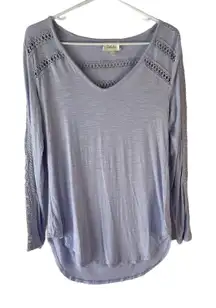 Anthropologie Delletta Women's Size Small Light Blue Blouse Cottage Rayon‎ Light