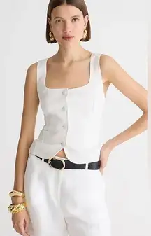 J Crew Scoopneck linen-blend vest White NWT Size 4