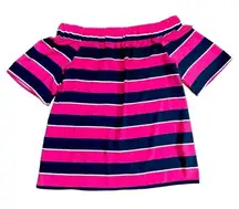 Vine & Love Color Block Stripe Off The Shoulder Blouse Medium