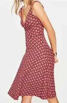Boden Willa Jersey Dress Size 16L Rosehip‎ Apple Print Stretch Surplice Sundress