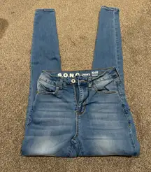 High Waisted Blue Skinny Jeans