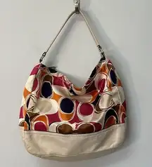 Coach multi color hobo shoulder bag leather straps and bottom blue lining inside