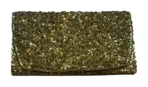 50s 60s Vintage La Regale Gold Beaded Sequin Satin Clutch