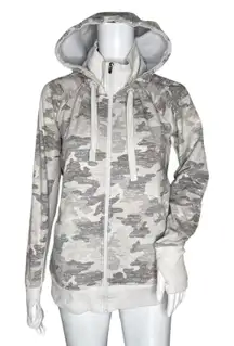 Athleta Sweatshirt Womens Medium White Gray Camo Triumph Printed‎ Hoodie Casual