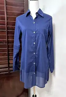 Tommy Bahama Womens Button Front Shirt Blue Long Sleeve Collar Stretch Pocket S