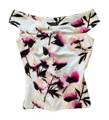 Le Château Off Shoulder Top – Pink Watercolor Floral XS