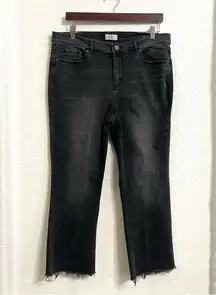 Loft Womens Jeans Denim Washed Black Gray Demi Boot Frayed Cut Hem Size 14