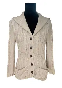 Vintage Y2K Abercrombie & Fitch Cardigan Sweater Hooded Cable Knit Twilight Swan