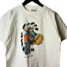 Vintage 90s Man Without A Horse Native T Shirt White Large L Indian Chief Solid