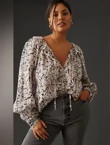 NWOT By Anthropologie Button-Front Peasant Blouse