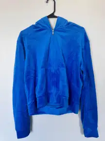 Blue Velour Zip-up Jacket