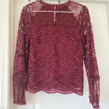 Laundry by Shelli Segal burgundy lace blouse