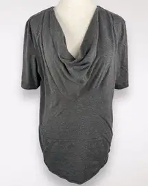 Athluxe Cowl Neck Short Sleeve Top Gray Size Small