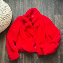 Blank NYC Red Faux Fur Coat