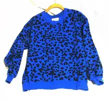 Cathy Daniels Rare Royal Blue/ Black Leopard Print Sweatshirt🐆