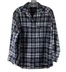 IRO Black and White Plaid Flannel Grommet Detail Snap Front Shirt Size 36