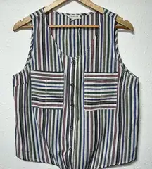 Promesa Womens Large Retro Sleeveless Crop Top Striped‎ Tie Waist