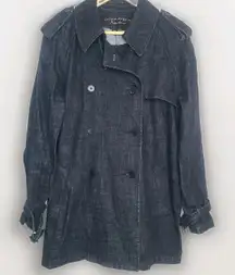 Lauren Jeans Co. Ralph Lauren Black Denim Jean Trench Coat Jacket Size L