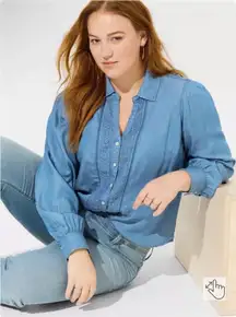 Torrid Medium Wash Chambray Button Up Shirt