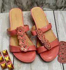 Comfortview Coral Sandals Convertible Top Design Floral Art Deco Studded Summer