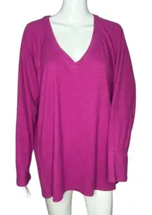 Wildfox Women’s Haley Thermal Top‎ Purple Brushed Long Sleeved V-Neck Size XXL