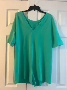 Green V-Neck Romper Small