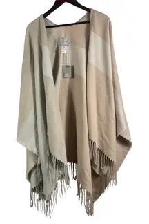 Soia‎ & Kyo Fringe Shawl Wrap Scarf Neutral Colorblock One Size NWT