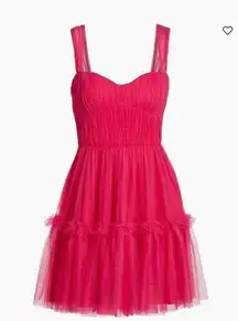 ML MONIQUE LHUILLIER  Azalea Tulle Mini Dress Size 12 Pink NEW Party Ruffle GNO