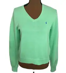 Ralph Lauren  Sport 100% cotton classic fit polo v-neck sweater lime green size L