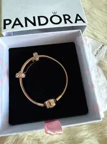 Pandora Moments Cubic Zirconia Sparkling Crown O Snake Chain Bracelet