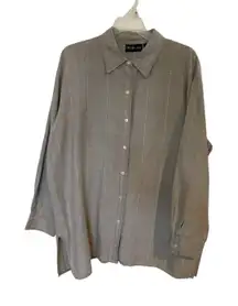 Linen Blend Oversized Button Front Long Sleeve Size Large Beach Cover Up Coastal