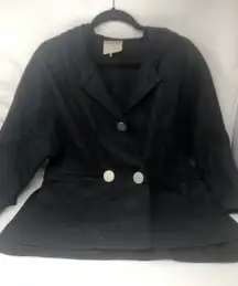 Magaschoni Women's Jacket Size 6 Black Hooded, Pockets‎ ,Side Slits