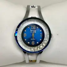 Cruise club women’s watch 32mm cuff bangle bracelet quartz silver tone running