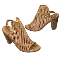 Rag &  Bone Wyatt Perforated Sandals Womens US 9 Tan Leather Slingback City Chic