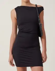 Black Luxe One Shoulder Mini Dress Medium