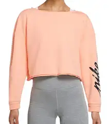 Nike sz M Women pink raw hem cropped sweatshirt active street casual cozy lounge