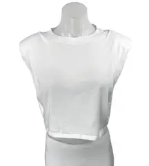 Aritzia Babaton Womens White Sleeveless Crewneck Casual Crop Tee Tank Top Size S