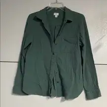 J CREW WOMENS GREEN GAUZEY BUTTON UP BLOUSE TOP MEDIUM