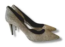 Michael Kors Dorothy Flex Stiletto Pump Dark Gold Glitter Shimmer Women's Size 8