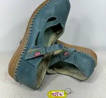 On Foot blue leather mary jane flats. Size 39-8