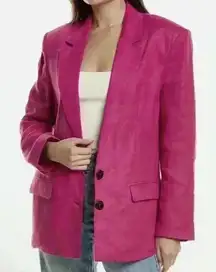 Farm Rio Peony Pink Linen Blazer Women’s oversized