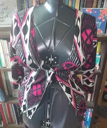 Tory Burch Dabney pink & black wool barbiecore cardigan