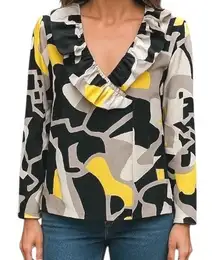 Sandro Sportswear Black & Yellow Geometric Shape Design Blazer Size L‎