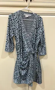 Blue/dk Grey Patterned Wrap Me Up Dress