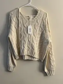 Sadie & Sage For Us‎ Hoodie Sweater Cream Crop Sz S NWT