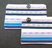 Set of 2 Peace Love Paws Makeup Bag Travel Tote Storage Pouch Clutch NEW