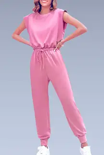 NWT Cap Sleeve Crewneck Open Back Loose Fit Jumpsuit‎ Sz Small