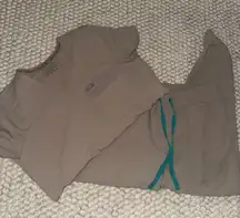 Figs Tan Jogger Scrub Pants with Top Set