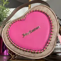 Juicy Couture Love Never Dies Heart Crossbody Bag NWT Pink Tan Gold Studded Y2K